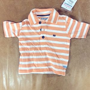 Rugged Butts Peach and White Striped Polo size 6-12 months